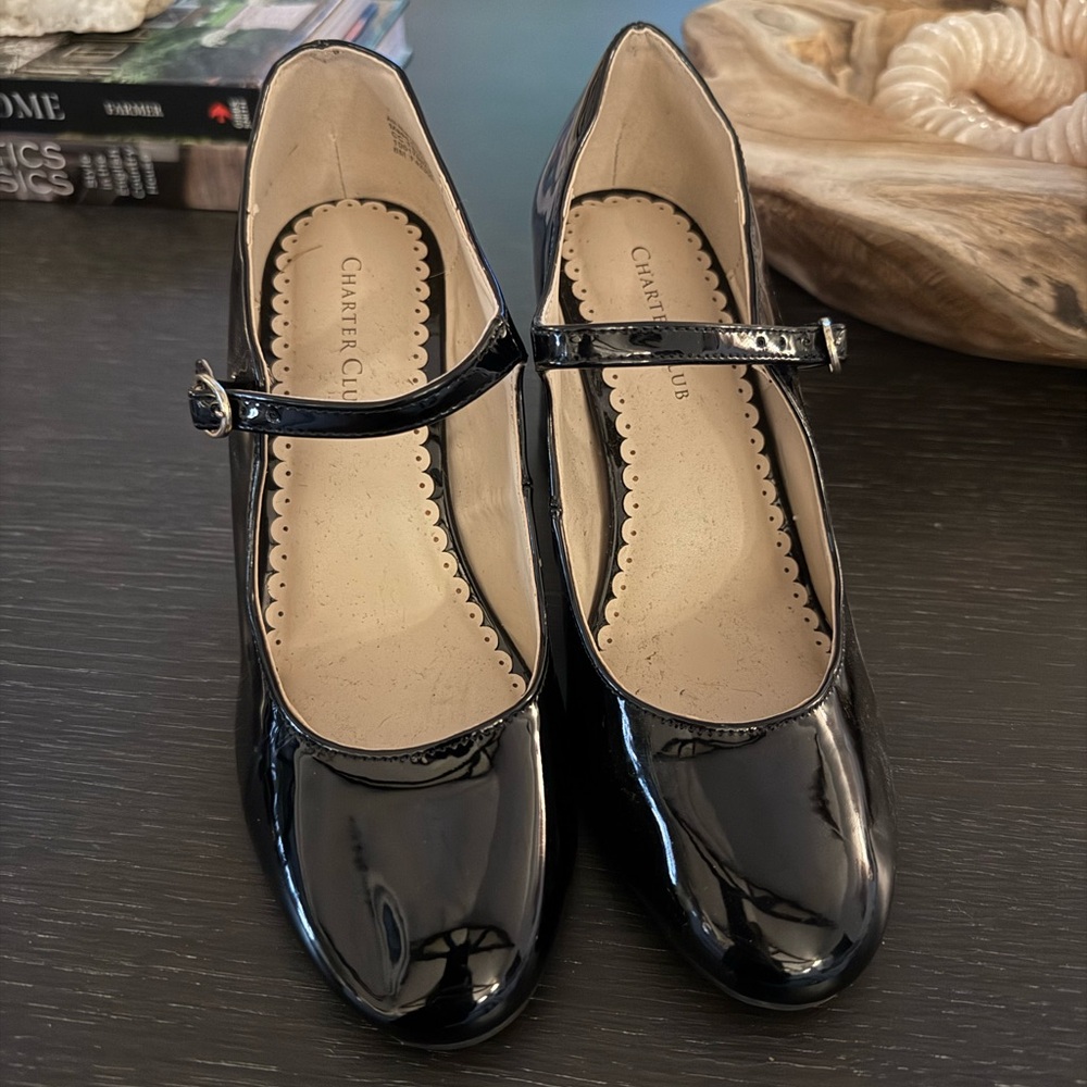 Charter Club black patent heels size 6 New